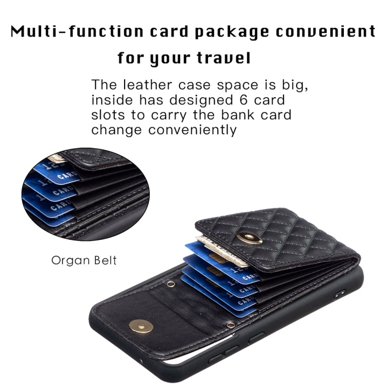 For Samsung Galaxy S21 FE 5G Vertical Wallet Rhombic Leather Phone Case