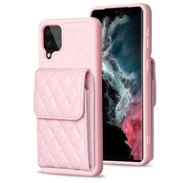 For Samsung Galaxy A12 Vertical Wallet Rhombic Leather Phone Case