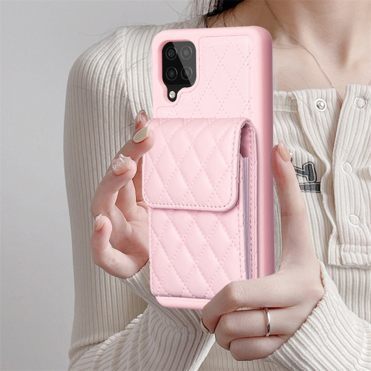 For Samsung Galaxy A12 Vertical Wallet Rhombic Leather Phone Case