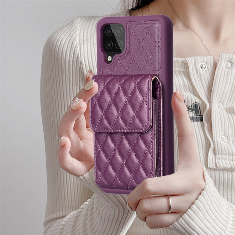 For Samsung Galaxy A12 Vertical Wallet Rhombic Leather Phone Case