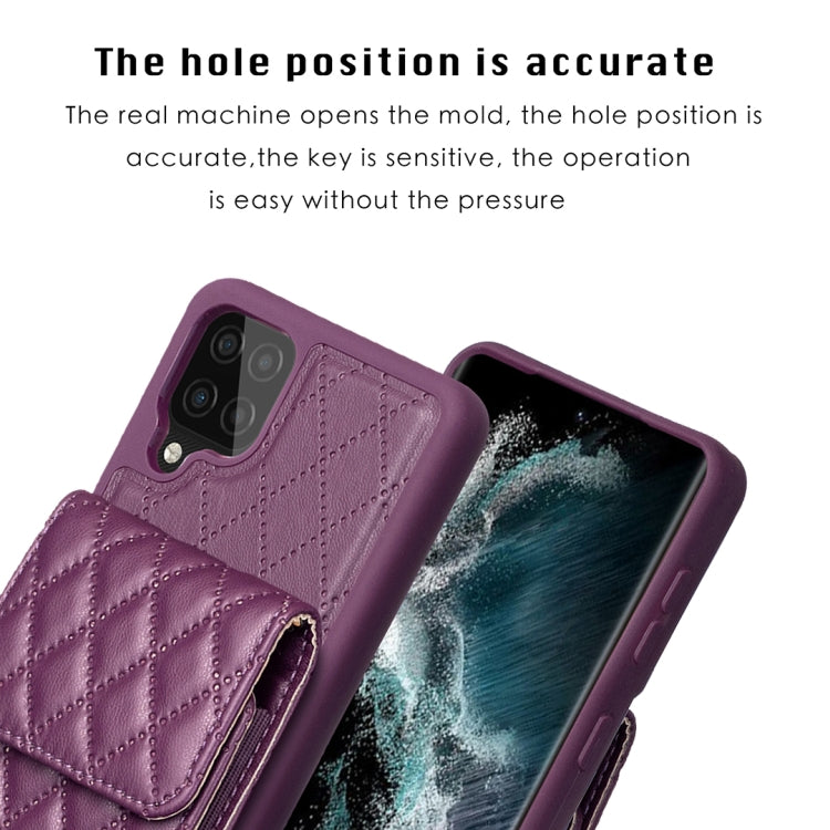 For Samsung Galaxy A12 Vertical Wallet Rhombic Leather Phone Case