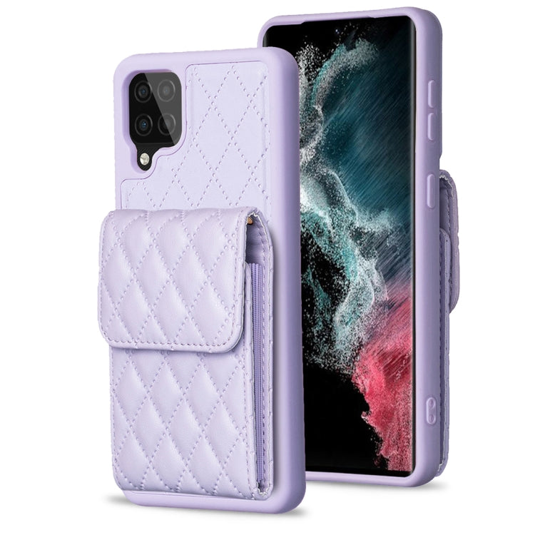 For Samsung Galaxy A12 Vertical Wallet Rhombic Leather Phone Case