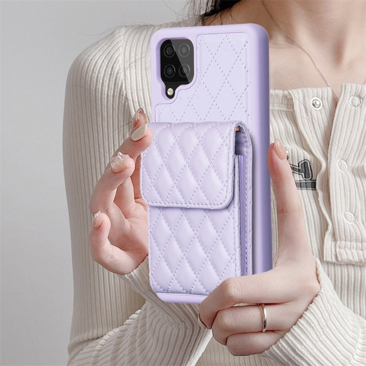 For Samsung Galaxy A12 Vertical Wallet Rhombic Leather Phone Case