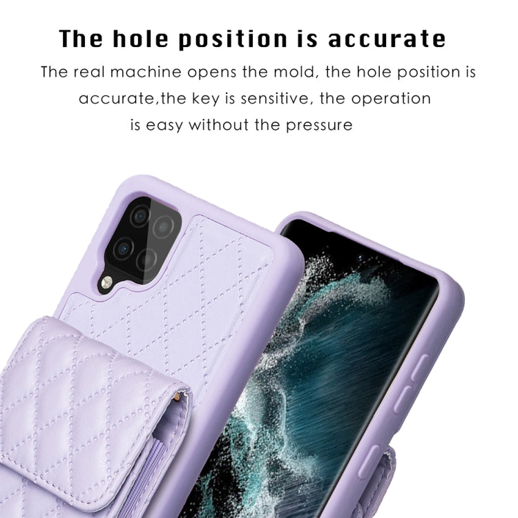 For Samsung Galaxy A12 Vertical Wallet Rhombic Leather Phone Case