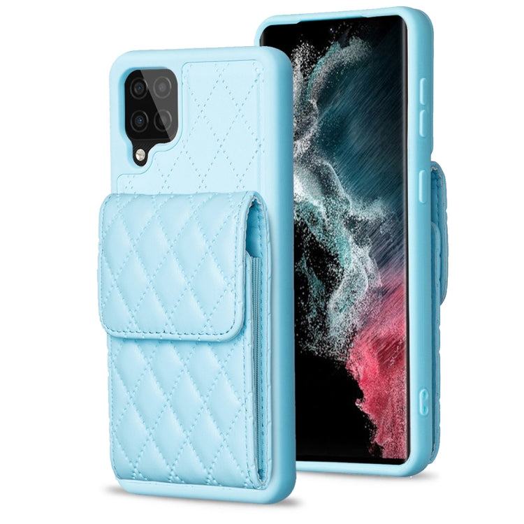 For Samsung Galaxy A12 Vertical Wallet Rhombic Leather Phone Case