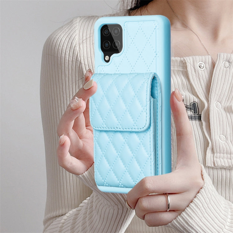 For Samsung Galaxy A12 Vertical Wallet Rhombic Leather Phone Case