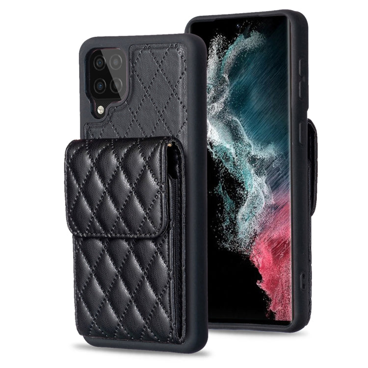 For Samsung Galaxy A12 Vertical Wallet Rhombic Leather Phone Case