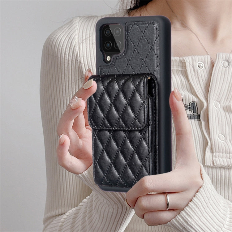 For Samsung Galaxy A12 Vertical Wallet Rhombic Leather Phone Case