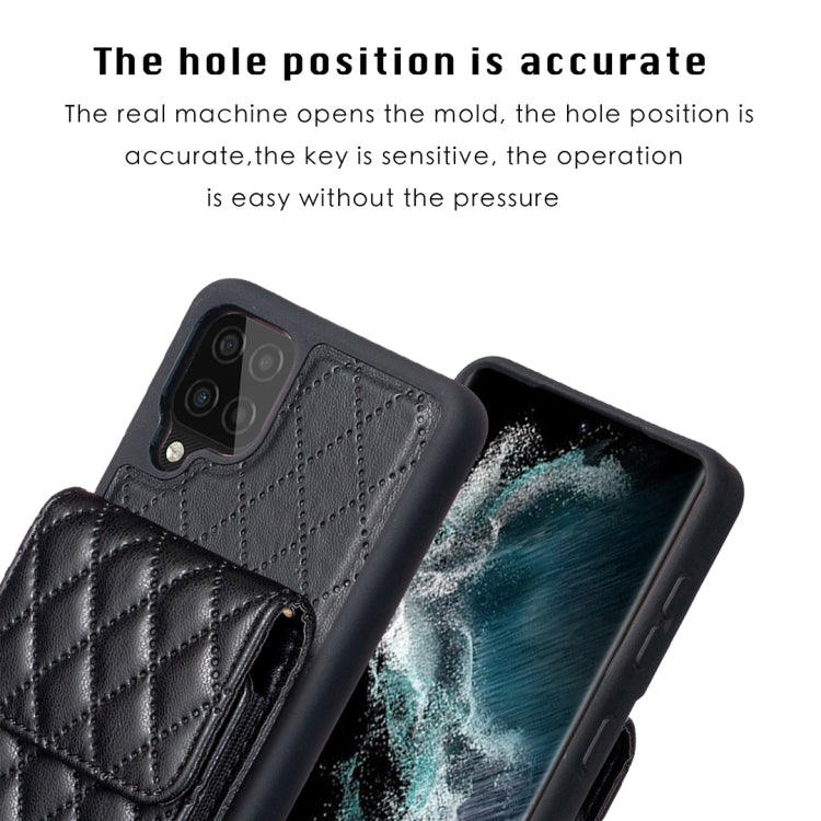 For Samsung Galaxy A12 Vertical Wallet Rhombic Leather Phone Case