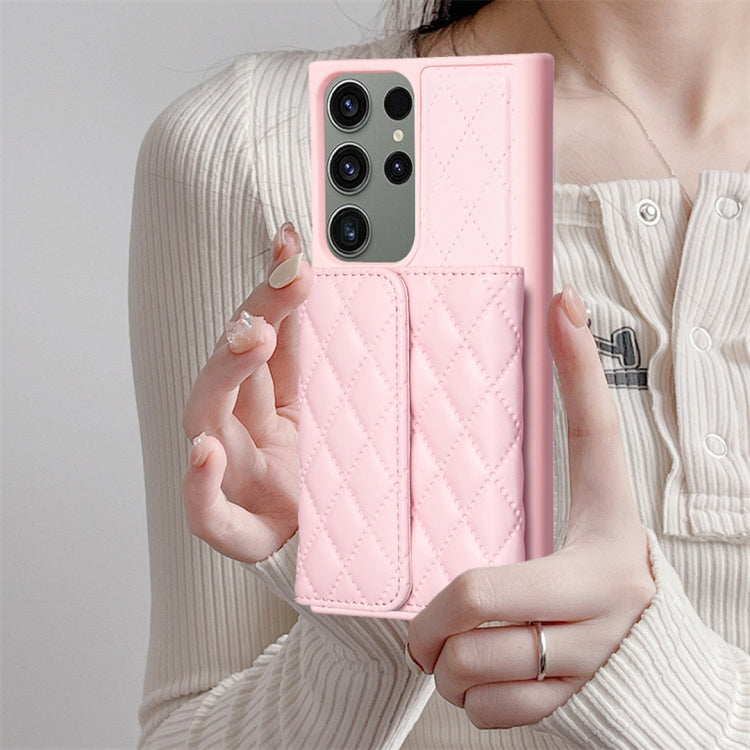 For Samsung Galaxy S23 Ultra 5G Horizontal Wallet Rhombic Leather Phone Case