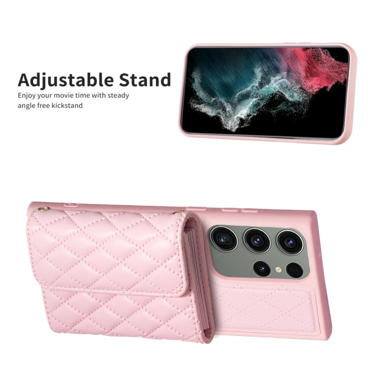 For Samsung Galaxy S23 Ultra 5G Horizontal Wallet Rhombic Leather Phone Case