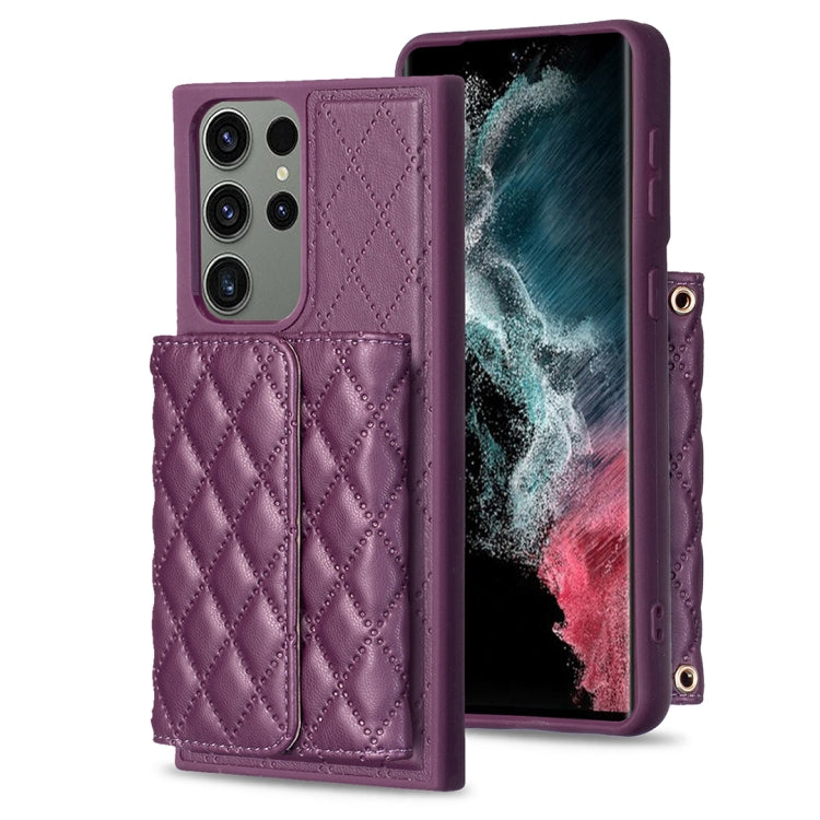 For Samsung Galaxy S23 Ultra 5G Horizontal Wallet Rhombic Leather Phone Case