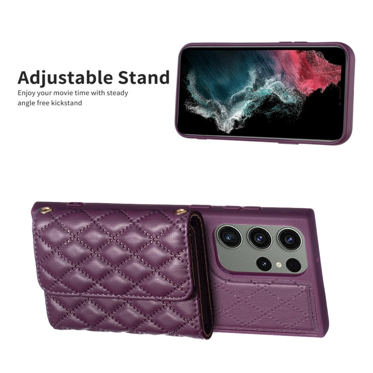 For Samsung Galaxy S23 Ultra 5G Horizontal Wallet Rhombic Leather Phone Case