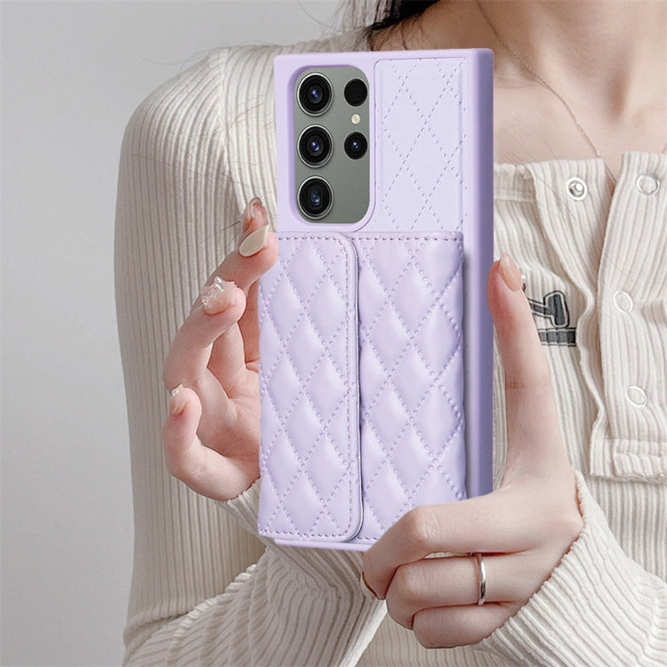 For Samsung Galaxy S23 Ultra 5G Horizontal Wallet Rhombic Leather Phone Case