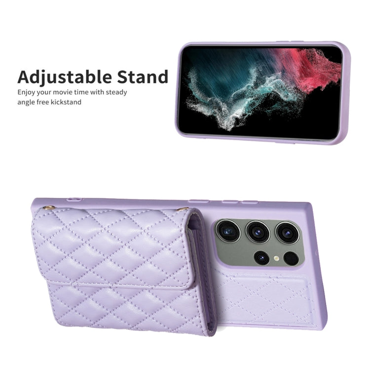 For Samsung Galaxy S23 Ultra 5G Horizontal Wallet Rhombic Leather Phone Case