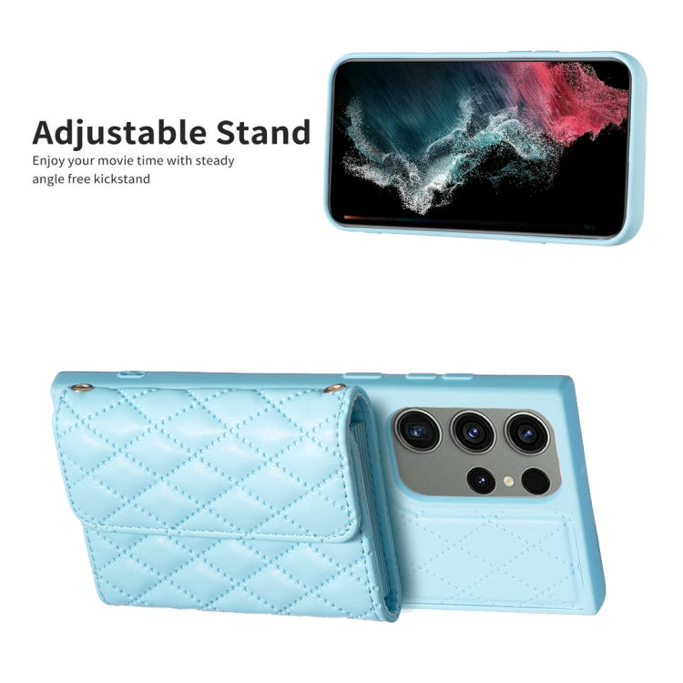 For Samsung Galaxy S23 Ultra 5G Horizontal Wallet Rhombic Leather Phone Case