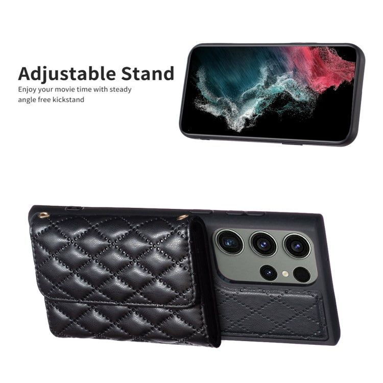 For Samsung Galaxy S23 Ultra 5G Horizontal Wallet Rhombic Leather Phone Case