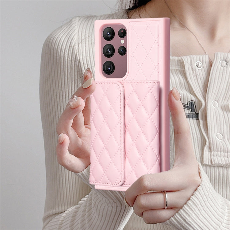 For Samsung Galaxy S22 Ultra 5G Horizontal Wallet Rhombic Leather Phone Case