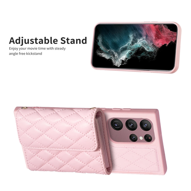 For Samsung Galaxy S22 Ultra 5G Horizontal Wallet Rhombic Leather Phone Case
