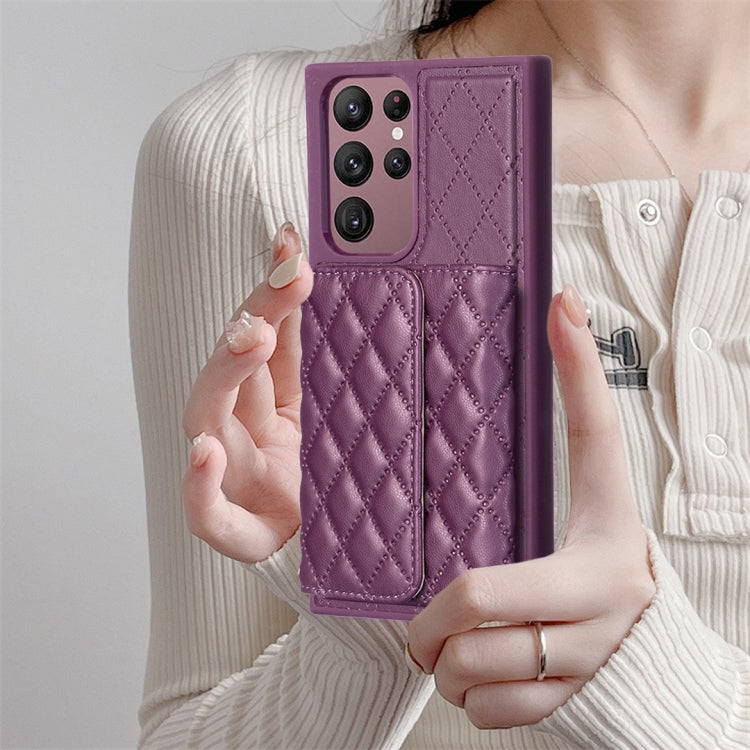 For Samsung Galaxy S22 Ultra 5G Horizontal Wallet Rhombic Leather Phone Case