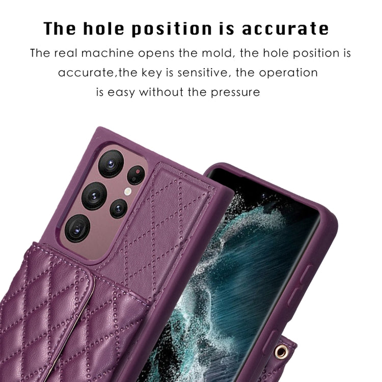 For Samsung Galaxy S22 Ultra 5G Horizontal Wallet Rhombic Leather Phone Case