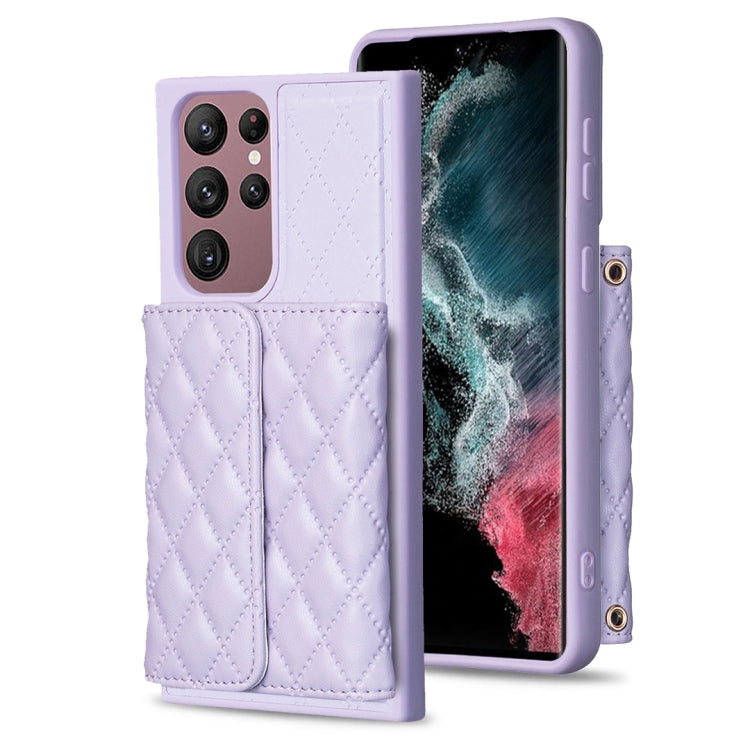 For Samsung Galaxy S22 Ultra 5G Horizontal Wallet Rhombic Leather Phone Case