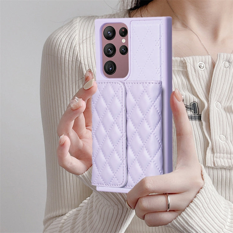 For Samsung Galaxy S22 Ultra 5G Horizontal Wallet Rhombic Leather Phone Case