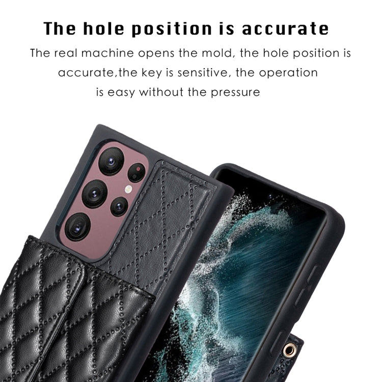For Samsung Galaxy S22 Ultra 5G Horizontal Wallet Rhombic Leather Phone Case