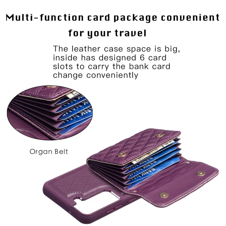 For Samsung Galaxy S21 FE 5G Horizontal Wallet Rhombic Leather Phone Case