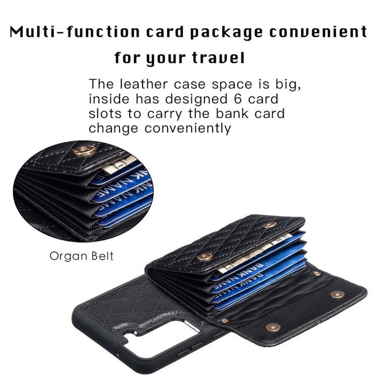 For Samsung Galaxy S21 FE 5G Horizontal Wallet Rhombic Leather Phone Case