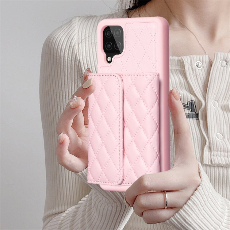 For Samsung Galaxy A12 Horizontal Wallet Rhombic Leather Phone Case