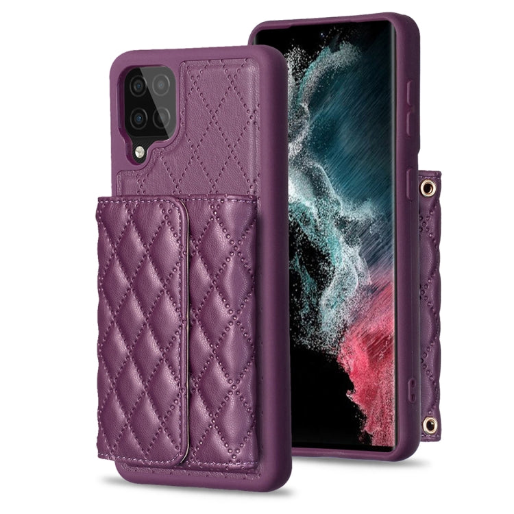 For Samsung Galaxy A12 Horizontal Wallet Rhombic Leather Phone Case