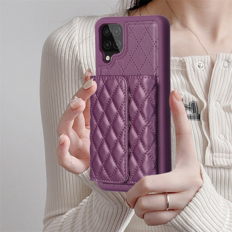For Samsung Galaxy A12 Horizontal Wallet Rhombic Leather Phone Case
