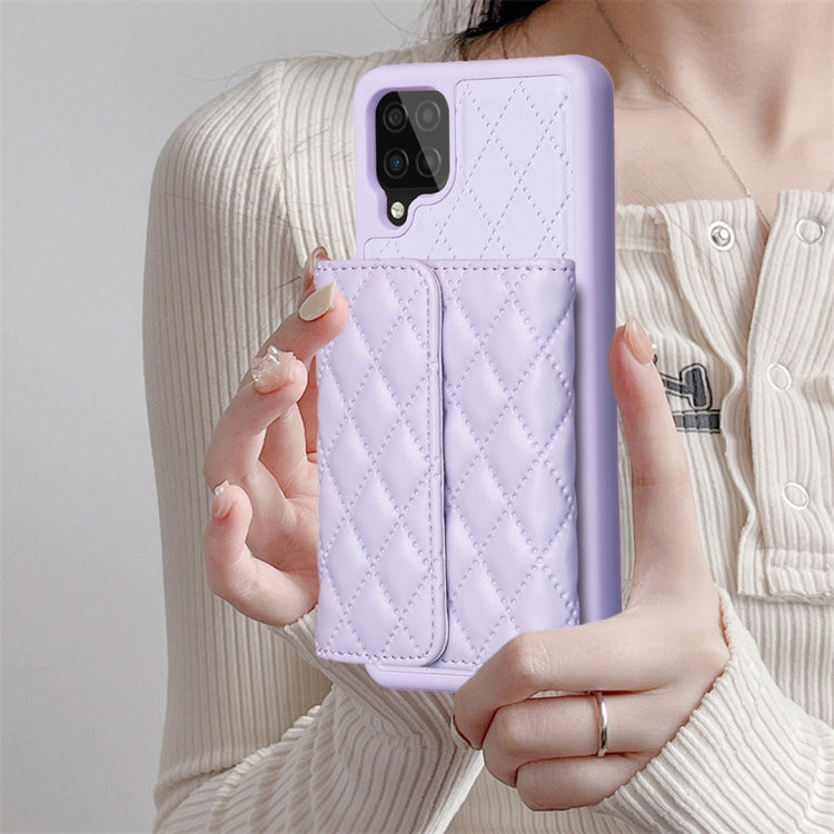 For Samsung Galaxy A12 Horizontal Wallet Rhombic Leather Phone Case