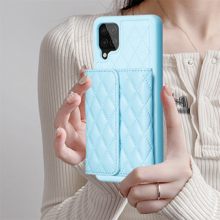 For Samsung Galaxy A12 Horizontal Wallet Rhombic Leather Phone Case