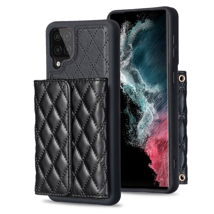 For Samsung Galaxy A12 Horizontal Wallet Rhombic Leather Phone Case