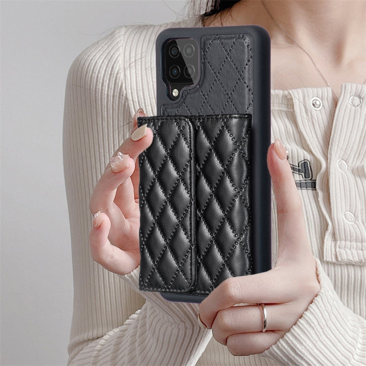 For Samsung Galaxy A12 Horizontal Wallet Rhombic Leather Phone Case