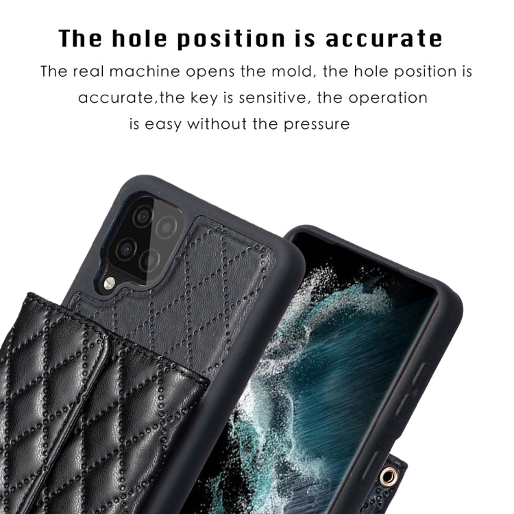 For Samsung Galaxy A12 Horizontal Wallet Rhombic Leather Phone Case