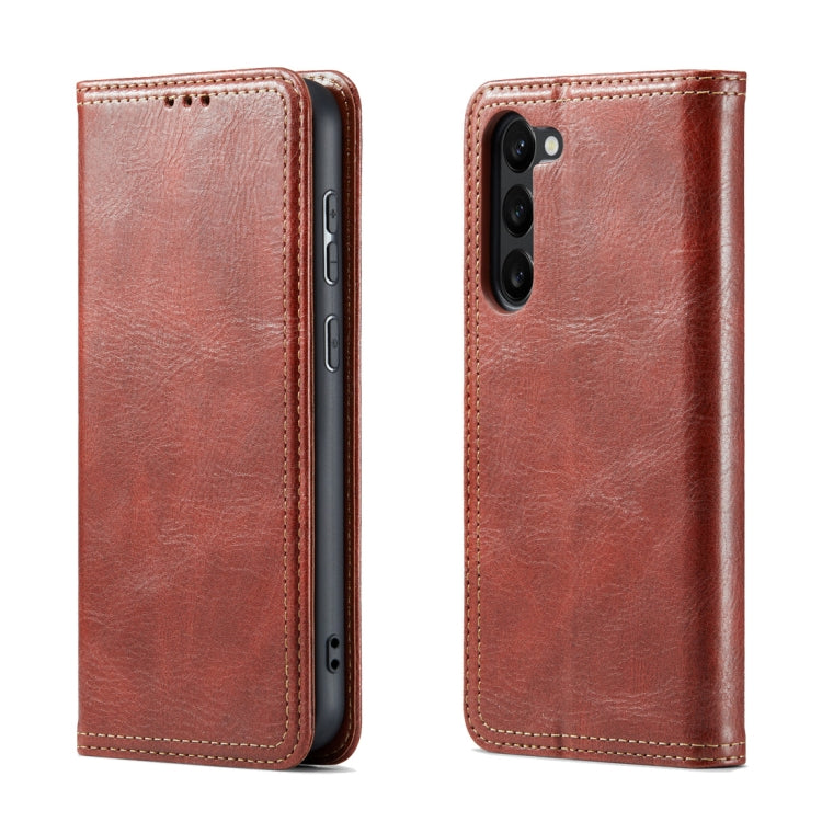 For Samsung Galaxy S23 5G FIERRE SHANN Vintage Bark Texture Wallet Leather Phone Case