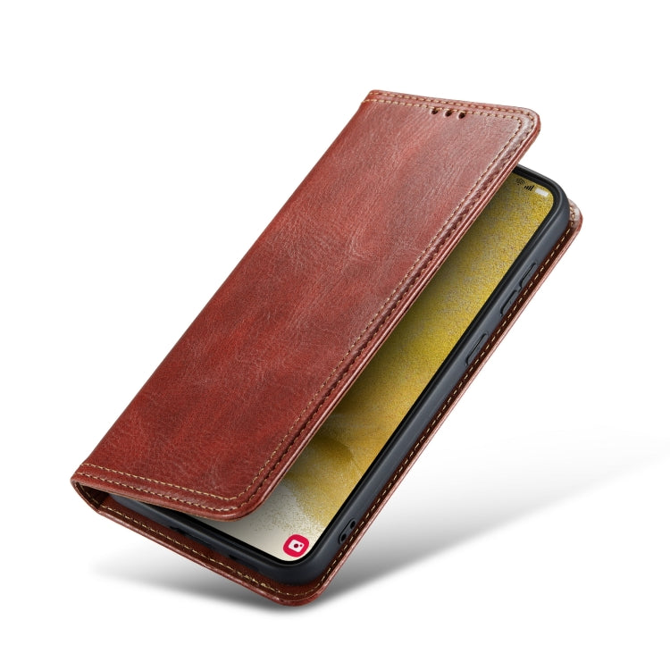 For Samsung Galaxy S23 5G FIERRE SHANN Vintage Bark Texture Wallet Leather Phone Case
