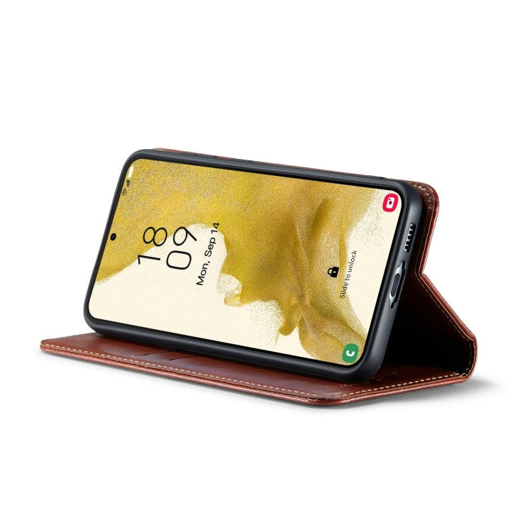 For Samsung Galaxy S23 5G FIERRE SHANN Vintage Bark Texture Wallet Leather Phone Case