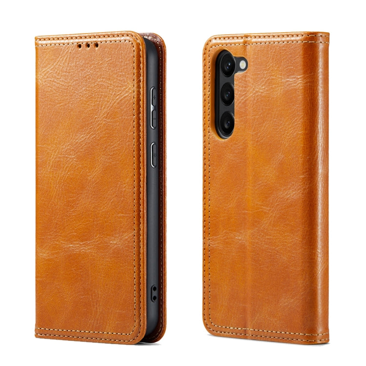 For Samsung Galaxy S23 5G FIERRE SHANN Vintage Bark Texture Wallet Leather Phone Case