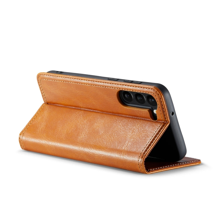 For Samsung Galaxy S23 5G FIERRE SHANN Vintage Bark Texture Wallet Leather Phone Case