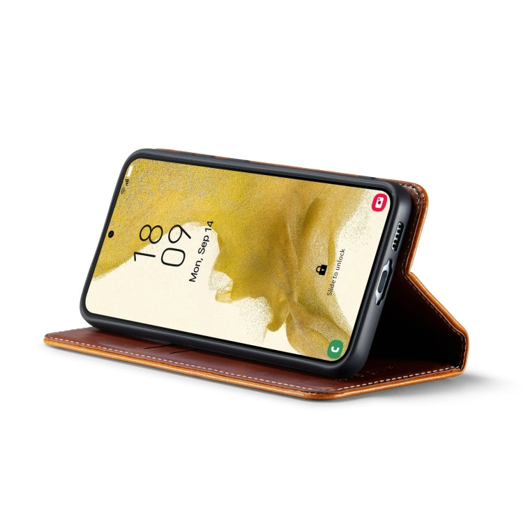 For Samsung Galaxy S23 5G FIERRE SHANN Vintage Bark Texture Wallet Leather Phone Case