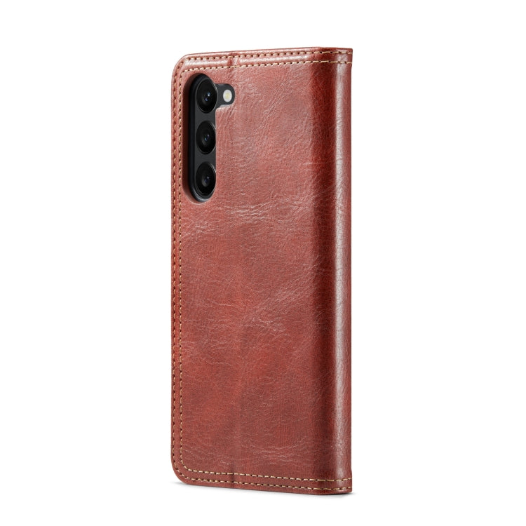 For Samsung Galaxy S23+ 5G FIERRE SHANN Vintage Bark Texture Wallet Leather Phone Case