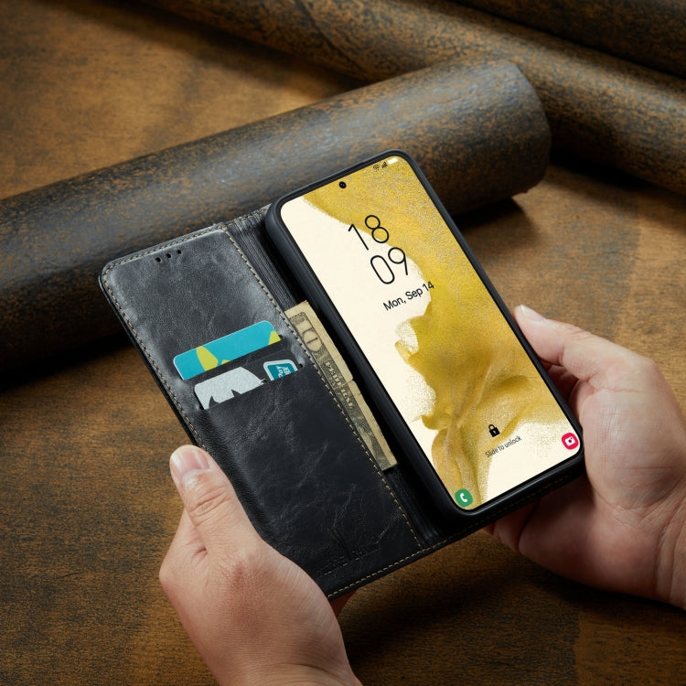 For Samsung Galaxy S23+ 5G FIERRE SHANN Vintage Bark Texture Wallet Leather Phone Case