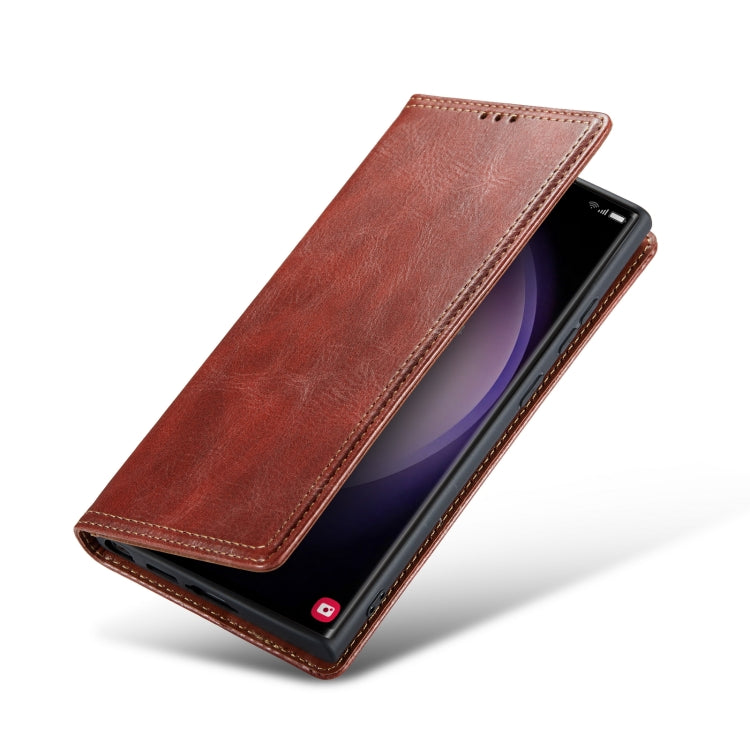 For Samsung Galaxy S23 Ultra 5G FIERRE SHANN Vintage Bark Texture Wallet Leather Phone Case