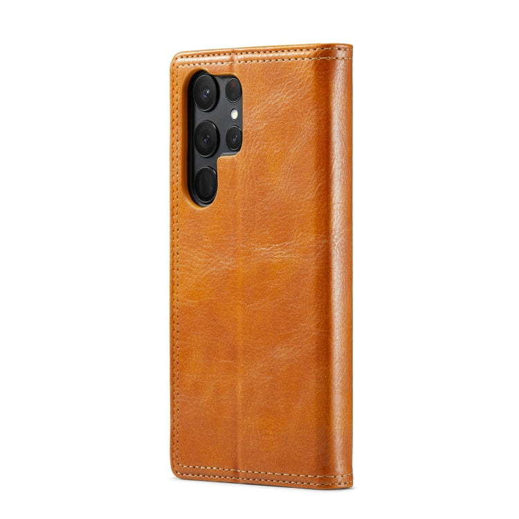 For Samsung Galaxy S23 Ultra 5G FIERRE SHANN Vintage Bark Texture Wallet Leather Phone Case