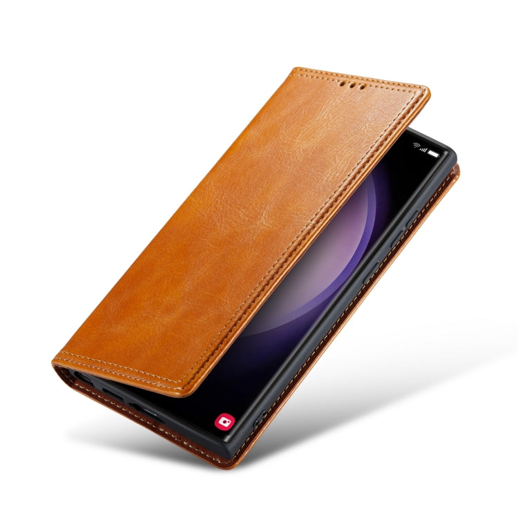For Samsung Galaxy S23 Ultra 5G FIERRE SHANN Vintage Bark Texture Wallet Leather Phone Case