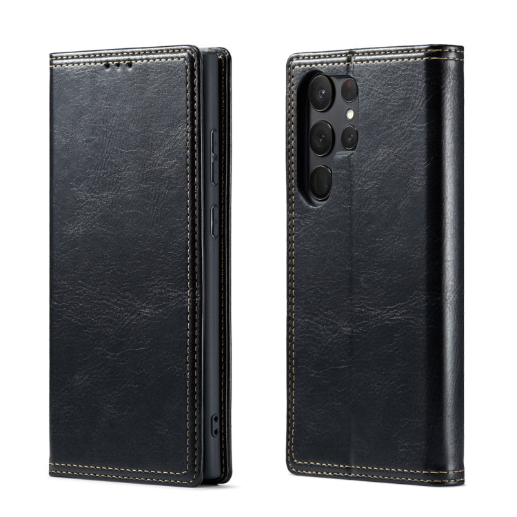 For Samsung Galaxy S23 Ultra 5G FIERRE SHANN Vintage Bark Texture Wallet Leather Phone Case